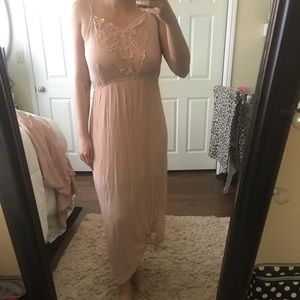 Blush Pink Maxi Dress with High Low fabric